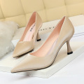 Woman shoes new arrivals 2019 cup heel low heels pump best price simple style big size 43 pointed toe dress shoe